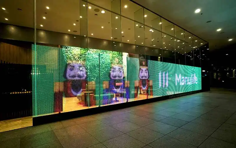 transparent led film screen glass wall advertising